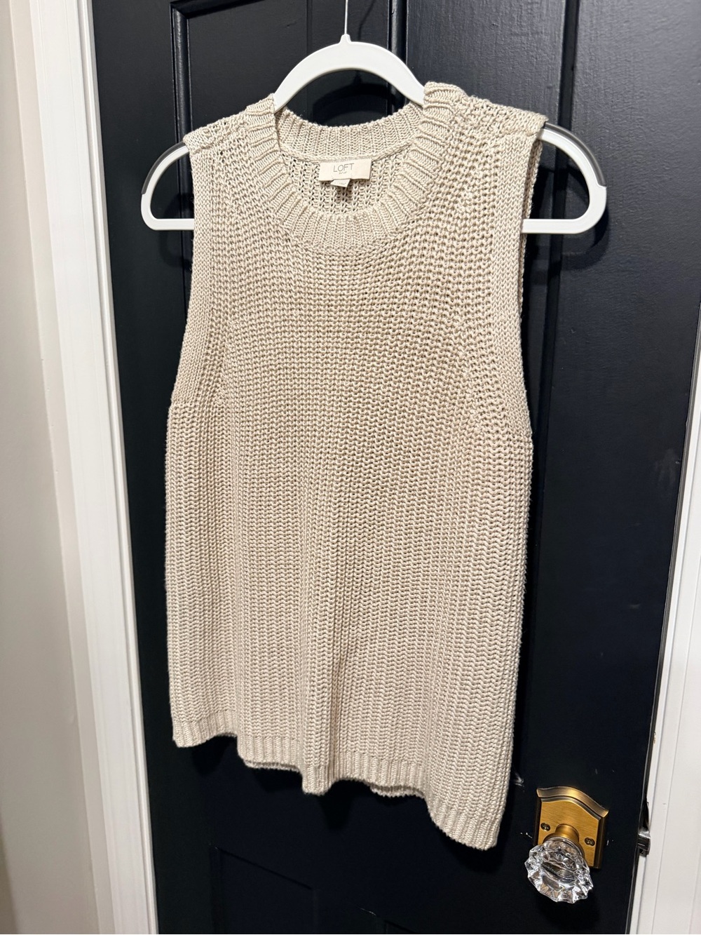 LOFT Open-Stitch Sleeveless Sweater - Beige/Cream